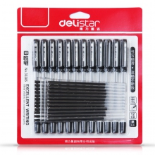 得力33205 0.5mm黑色学生办公中性笔 签字笔笔芯水笔【附赠12支芯】套装