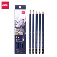 deli得力高级美术绘图铅笔 学生素描速写铅笔S999-2H 12支装