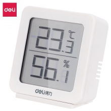 deli得力8838 LCD带时间电子温湿度计 一秒一测温度表湿度表/吸附站立两用式温度计/湿度计