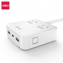 得力(deli)33611 1.5米智能防过充USB插座接线板转换器 2-6小时定时自动断电 2US...