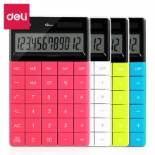 deli得力DL-1589炫彩时尚彩色桌面计算器 双电源大按键计算机