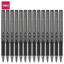 得力S73 1.0mm黑色加粗办公中性笔 碳素水笔签字笔 12支装