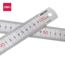deli得力8460 100厘米不锈钢直尺 1米测量绘图刻度尺子 100cm带公式换算表
