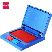 deli得力9850红色蓝色双色印台 双色半自动打印台印盒