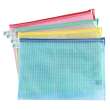 三木(SUNWOOD)P37效率王系列 A4透明防水网格拉链袋资料袋文件袋 12个装