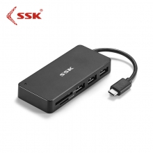 飚王(SSK)C510扩展坞Type-C转3口USB3.0HUB分线器+TF/SD读卡器五合一苹果M...