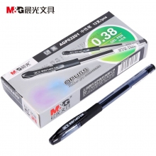晨光(M&G)AGP63201 0.38mm黑红蓝色全针管水晶中性笔签字笔水笔 12支/盒