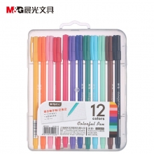 晨光(M&G)ASPV2702 0.3mm多色标记笔12色微孔墨水笔彩色手账笔中性笔软头绘画签字笔套...