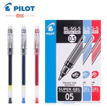 日本百乐(PILOT)BL-SG-5 0.5mm黑红蓝色大容量中性笔啫喱笔签字笔学生用笔 12支装