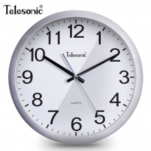 天王星(Telesonic)14英寸Q8622-2银色钟表 现代简约静音钟时尚个性3D立体方形时钟