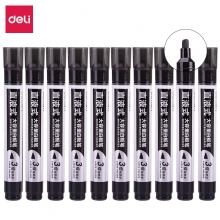 得力S518黑色直液式大容量白板笔 3倍储墨量 10支装