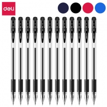 得力6600ES 0.5mm黑色蓝色红色中性笔 签字笔碳素笔 12支装