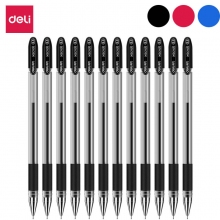得力S55 0.5mm黑红蓝色全针管中性笔 碳素笔水笔签字笔 12支装