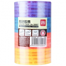 得力30007 8mm*30y*38um彩色学生文具胶带 小卷透明文具胶带 12卷装