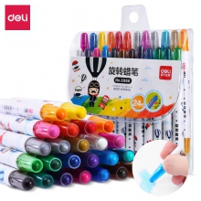 deli得力6966 24色学生旋转绘画蜡笔油画棒