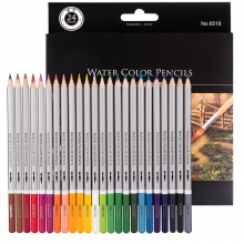 deli得力纸盒装水溶性彩色铅笔 美术绘画彩铅套装 附赠毛笔6518 24色