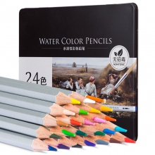 deli得力铁盒装水溶性彩色铅笔 绘画美术彩铅套装 6521 24色