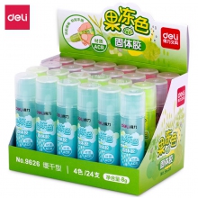 deli得力9626 8g果冻色固体胶棒 缓干型高粘度固体胶水 24支装