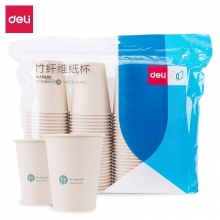 得力19208 250ml加厚竹纤维一次性水杯纸杯 100只装
