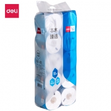 deli得力WJ3200-01 3层200克本木甄选卷筒式卫生纸 原木浆家庭装酒店卫生间厕纸有芯卷纸...