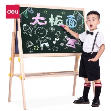 得力8773 94*64cm实木可升降儿童画板画架 磁性可吸附多功能木制学生双面 白板+绿板