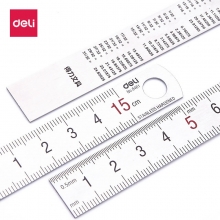 deli得力8461 15cm不锈钢直尺 测量绘图刻度尺子 带公式换算表