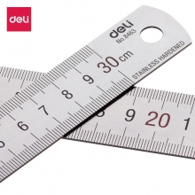 deli得力8463 30cm不锈钢直尺 测量绘图刻度尺子 带公式换算表