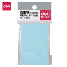 deli得力7736 76*51mm彩色记事贴/备忘留言纸/便利贴/标签纸/便签纸/百事贴/N次贴 ...