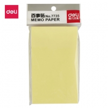 deli得力7735 76*126mm黄色记事贴/备忘留言纸/便利贴/标签纸/便签纸/百事贴/N次贴...