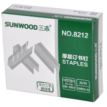 三木(SUNWOOD)8212 23/23厚层订书钉订书针 可装订180-200页 1000枚/盒*...