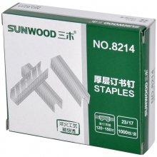 三木(SUNWOOD)8214 23/17厚层订书钉订书针 可装订120-150页 1000枚/盒*...