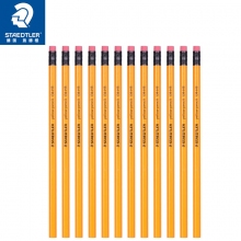 德国STAEDTLER施德楼134-HB/2B铅笔六角黄杆日常书写铅笔 带橡皮头铅笔 12支装