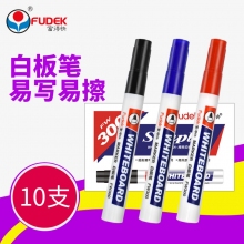 Fudek富得快FW300粗头可擦黑红蓝白板笔演示笔可擦记号笔儿童彩色黑板笔 10支装