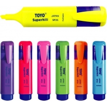 东洋(TOYO)SP25多色彩色荧光笔 重点标记笔 油性记号笔 粗荧光水彩笔 10支装