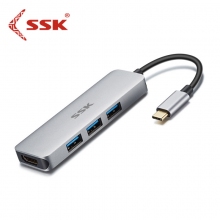 飚王(SSK)C545扩展坞Type-C转HDMI+3口USB3.0分线器四合一苹果MacBook/...