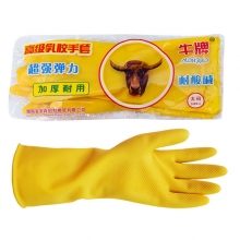 牛牌高级加厚乳胶防护手套 家用橡胶洗碗洗衣服劳保防护橡胶手套耐用胶皮手套 10付装