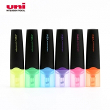 日本三菱(Uni)USP-200透明可视窗荧光笔5mm划线重点标记笔 考试复习手账可用水性笔 12支...
