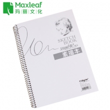 玛丽(Maxleaf)A4 A440(001版)40张白卡线环素描本 侧翻手绘画画绘画涂鸦本写生本 ...