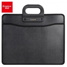齐心(Comix)A1331/A1332商务会议经理办公手提式事务包 A4/B4黑色帆布公文包手提包