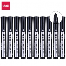 得力S569黑色油性记号笔马克笔 大容量可加墨水 10支装